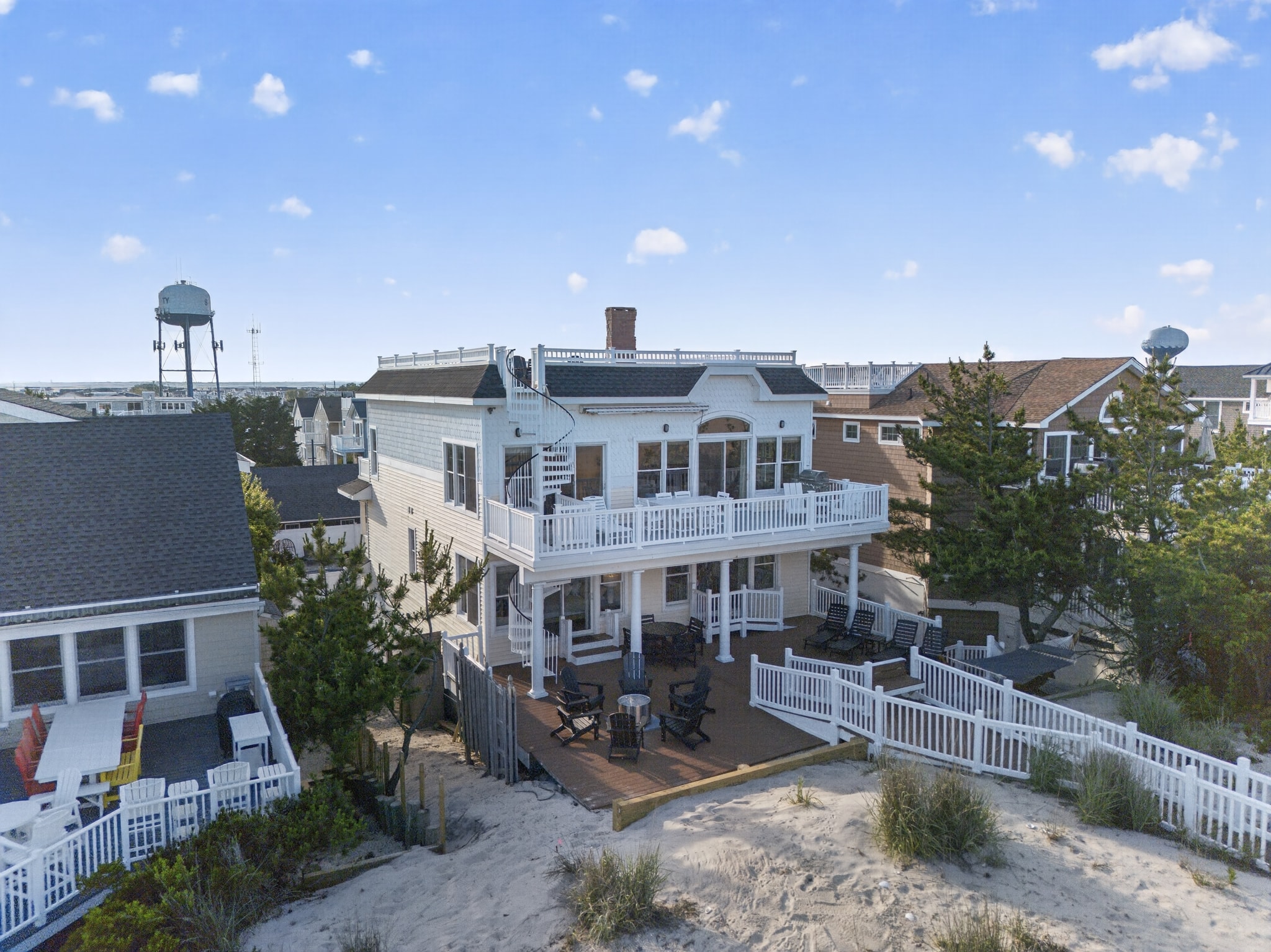 Aerial view of 813 Ocean Ave from the beach